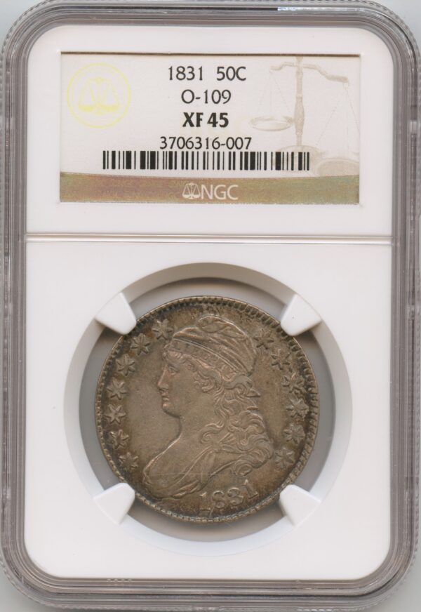 1831 Capped Bust Lettered Edge Half Dollar NGC XF45