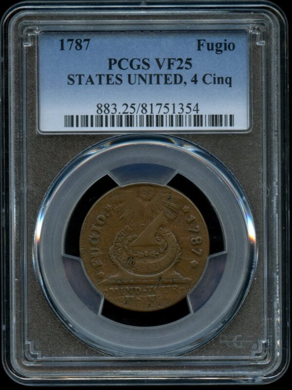 1787 Fugio States United 4 Cinq PCGS VF20