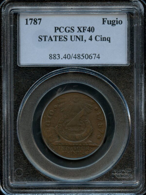 1787 Fugio States United 4 Cinq PCGS XF40