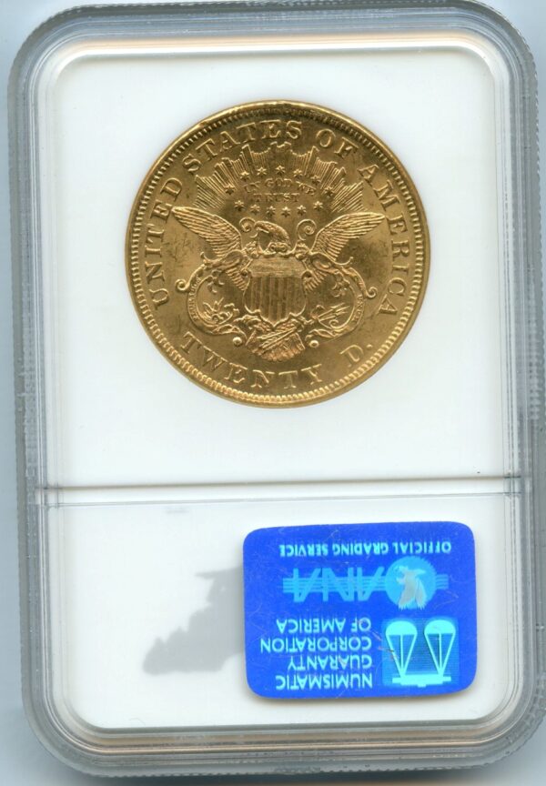 1873 $20 Liberty Gold NGC MS61 OPEN 3 Type 2 - Image 2