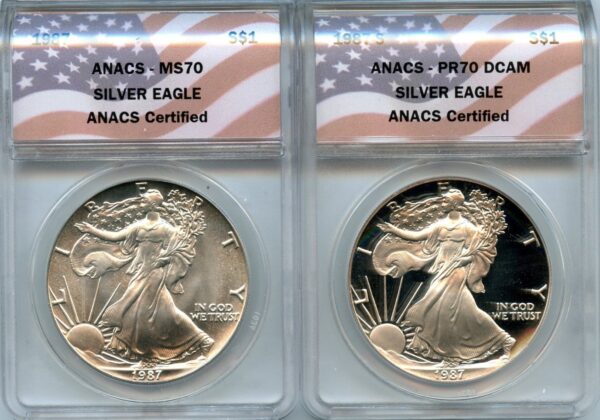 1987 SIlver Eagle Two Coin Mint State & Proof Set