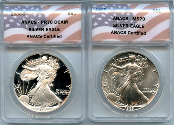 1988 Silver Eagle Two Coin Mint State & Proof Set