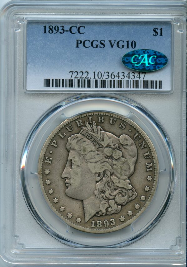 1893-CC Morgan Silver Dollar PCGS VG10