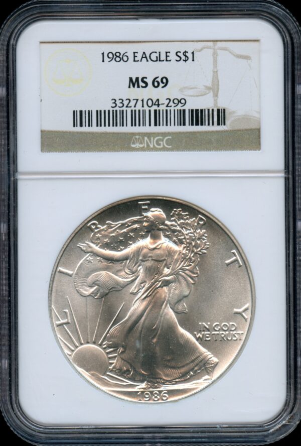 1986 $1 Silver American Eagle MS69 NGC