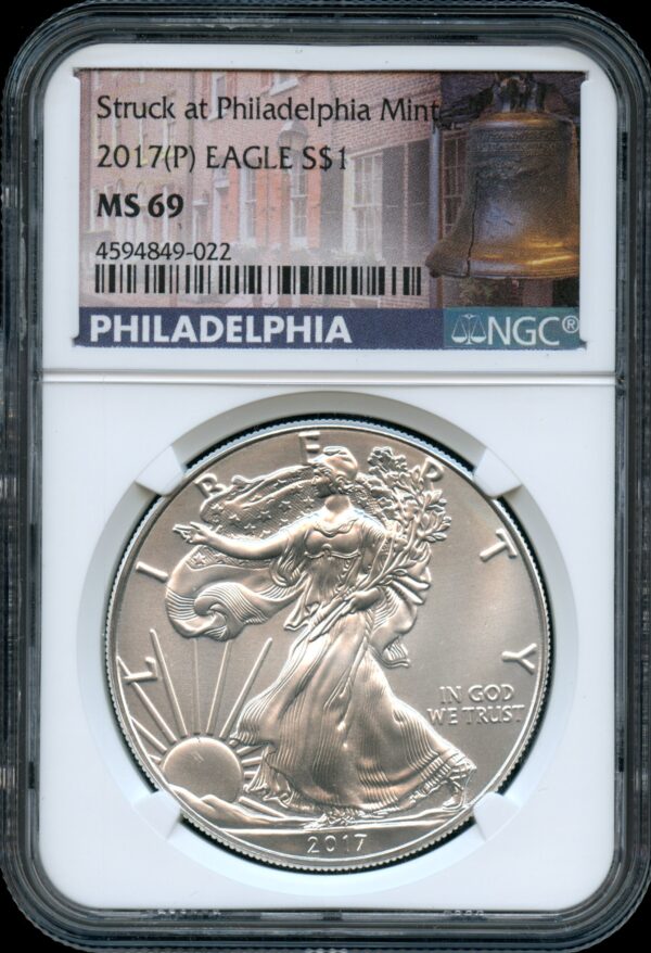 2017-P $1 Silver American Eagle MS69 NGC - Struck at Philadelphia Mint