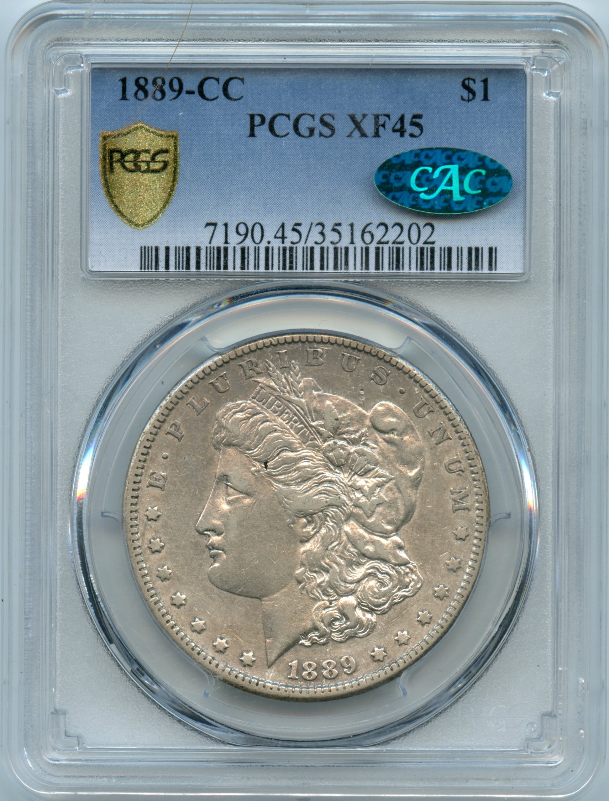 1889-CC Morgan Silver Dollar $1 - Certified PCGS XF45 - American Rare