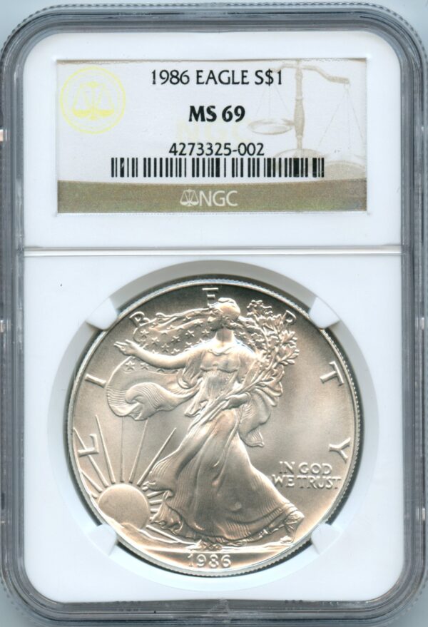 1986 American Silver Eagle NGC MS 69