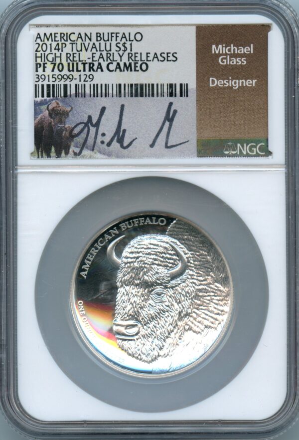 2014-P Tuvalu American Buffalo NGC PF70 UC - High Relief - Early Releases