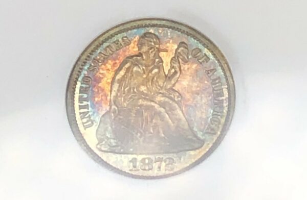 1872 Seated Liberty Half Dime Proof PR62 NGC Old Fattie Holder GOLD CAC Sticker