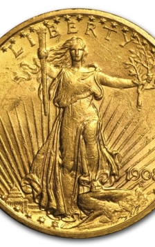 1908 No Motto $20 Saint-Gaudens Gold Double Eagle BU