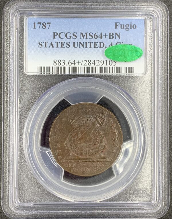 1787 Fugio Cent MS64+BN PCGS CAC