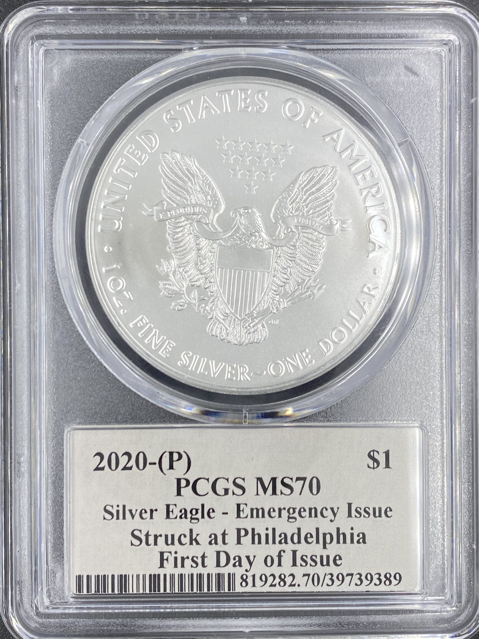 2020-P Silver Eagle MS70 PCGS Emergency Issue FDOI - American Rare Coin