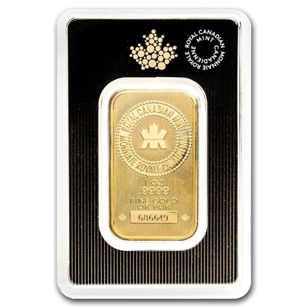 1 oz Gold Bar - Royal Canadian Mint New Design (In Assay)