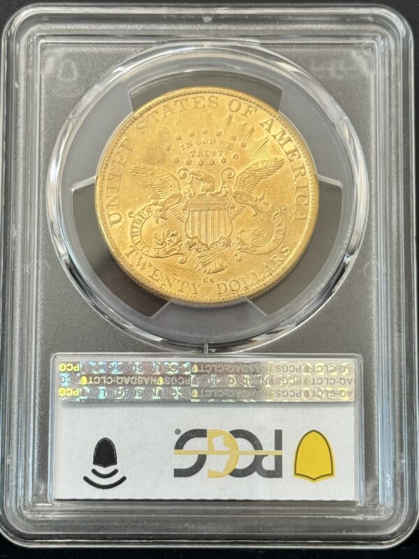 1890 CC $20 Gold Liberty Head Double Eagle PCGS AU 50 CAC - Image 2