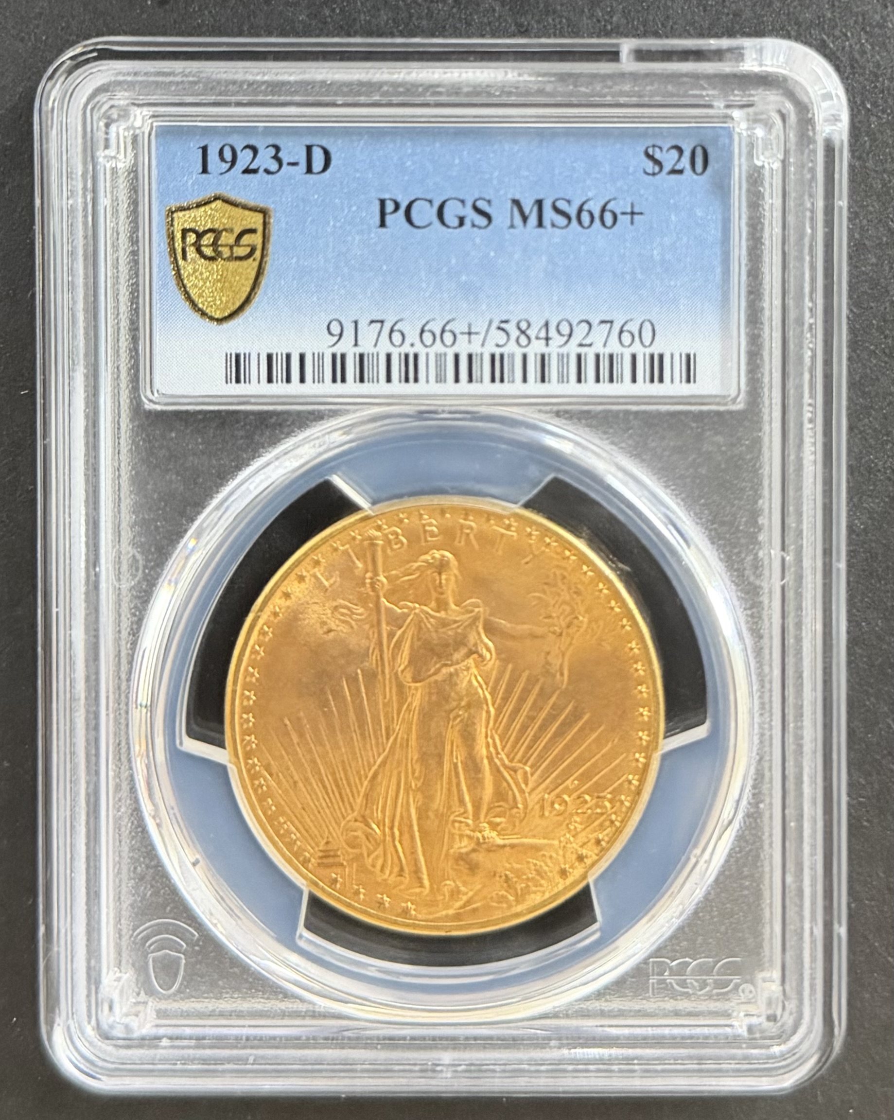 1923 D St. Gaudens $20 PCGS MS66+
