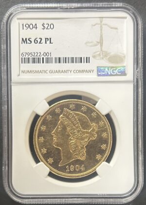 1904 $20 Liberty Head MS62 Prooflike