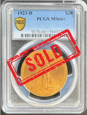 1923 D St. Gaudens $20 PCGS MS66+