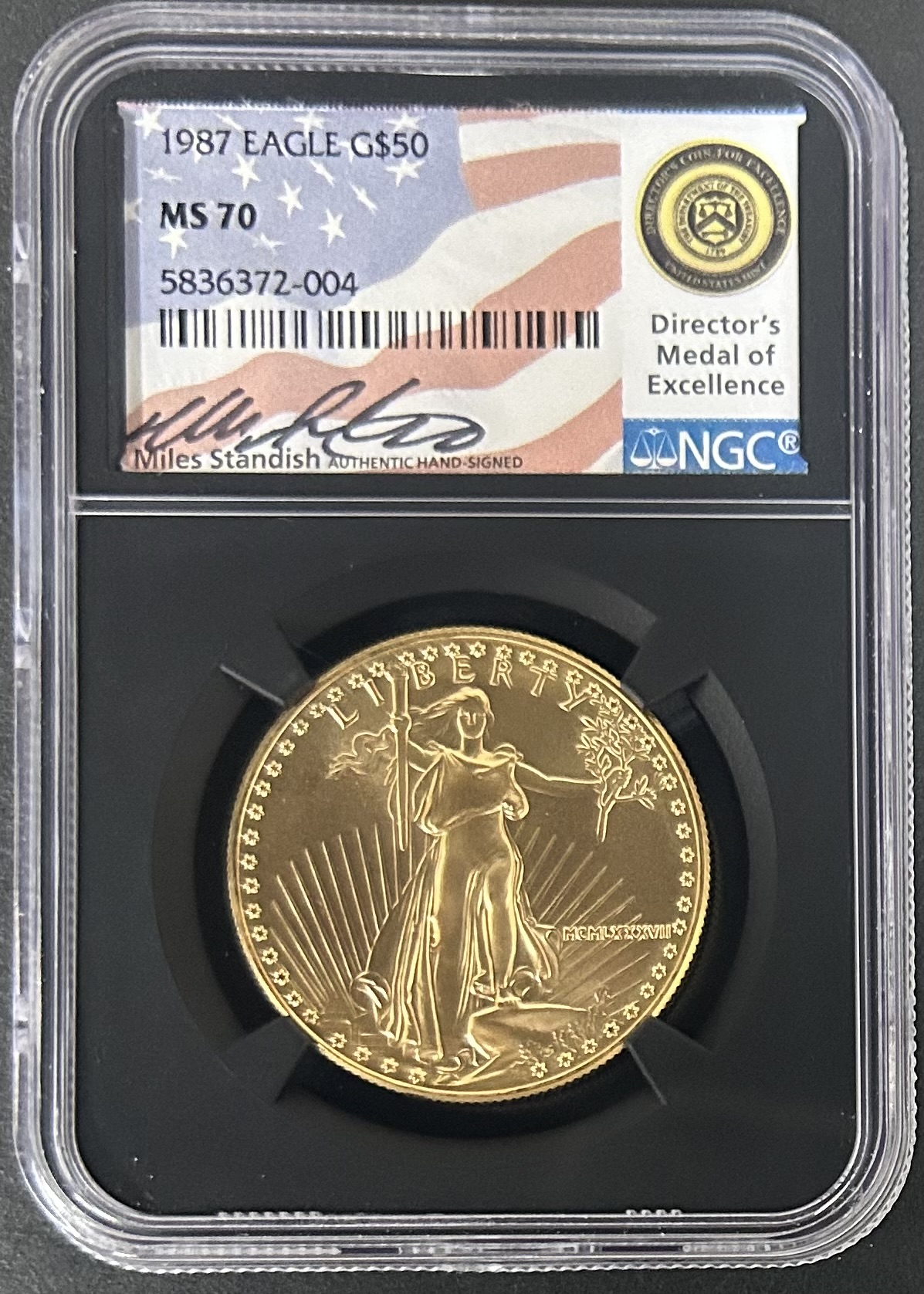 1987 $50 American Gold Eagle NGC MS70