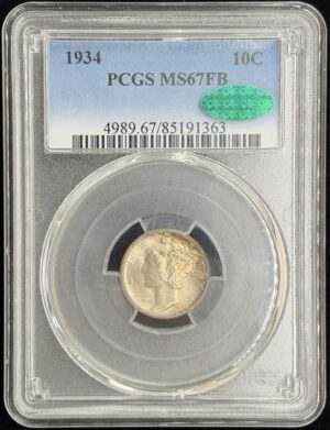 1934 Dime PCGS MS67 Full Bands - CAC Sticker