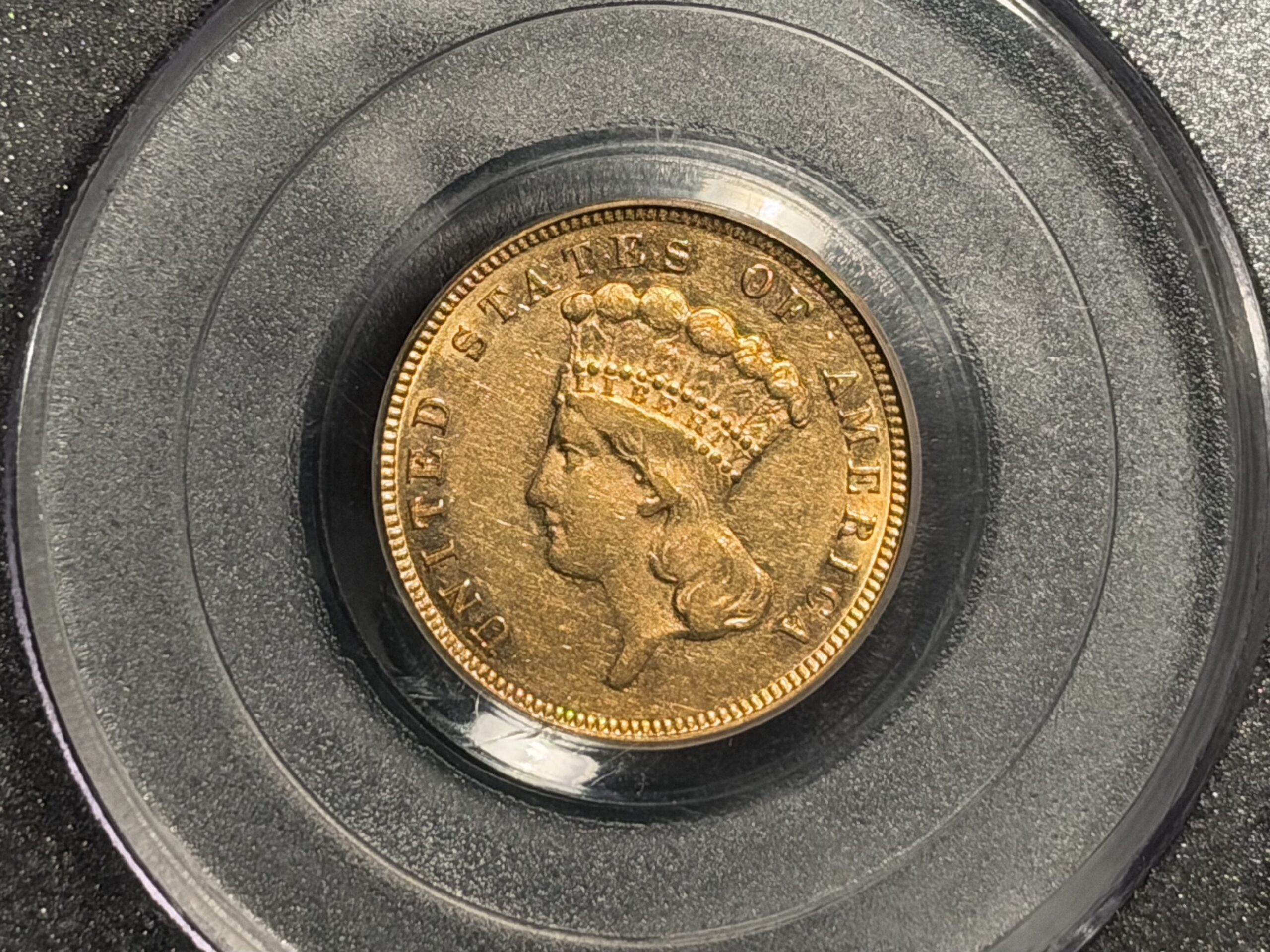 1882 $3 Gold PCGS AU50 - CAC Sticker - Image 2