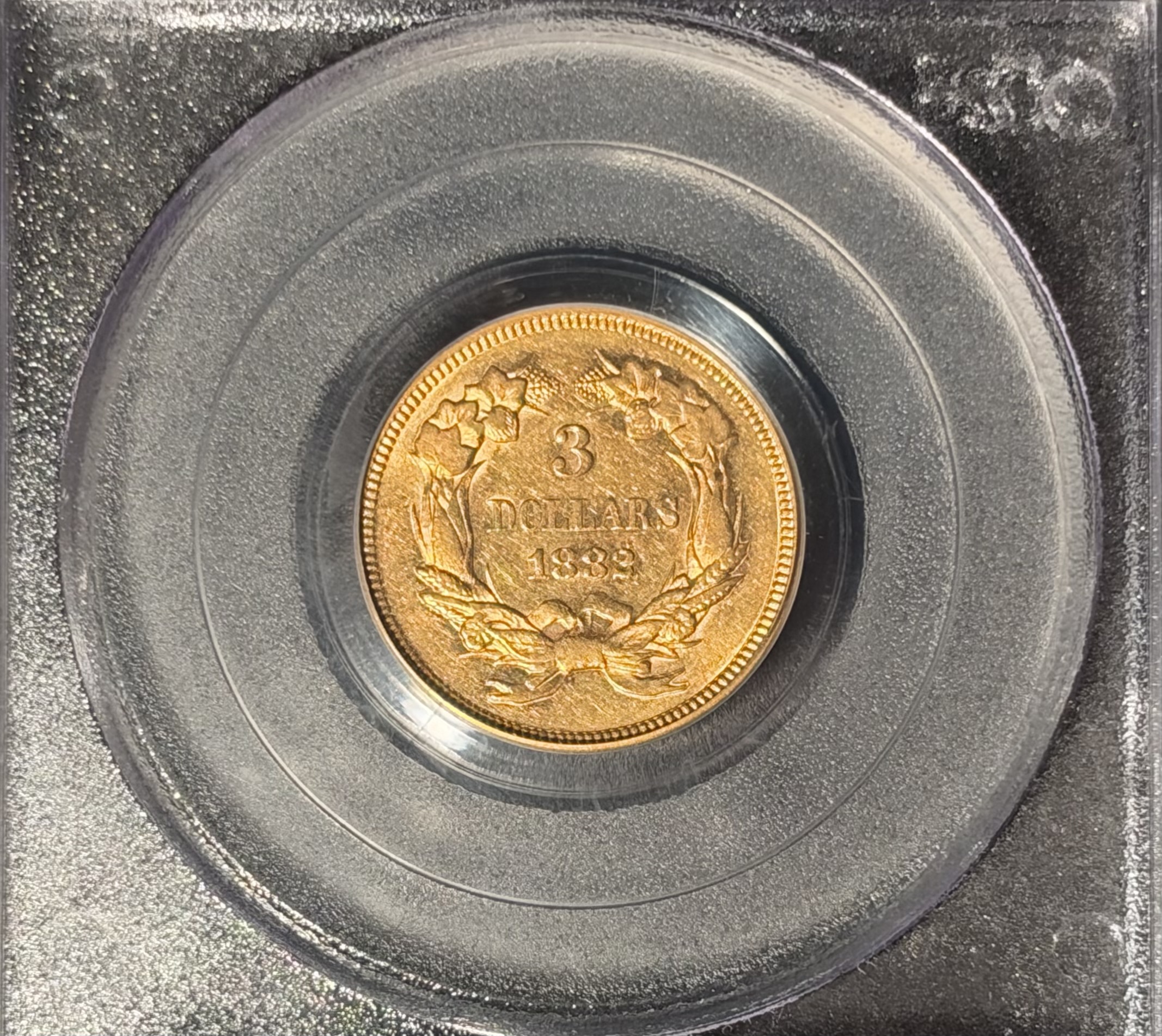 1882 $3 Gold PCGS AU50 - CAC Sticker - Image 4